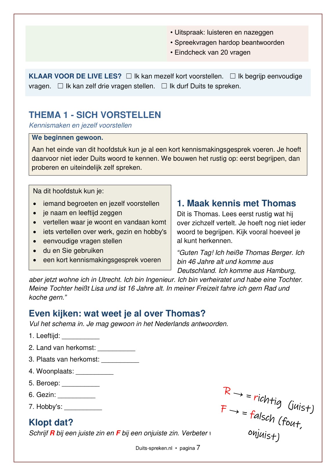 Thema 1 — Sich vorstellen — boekpagina 7