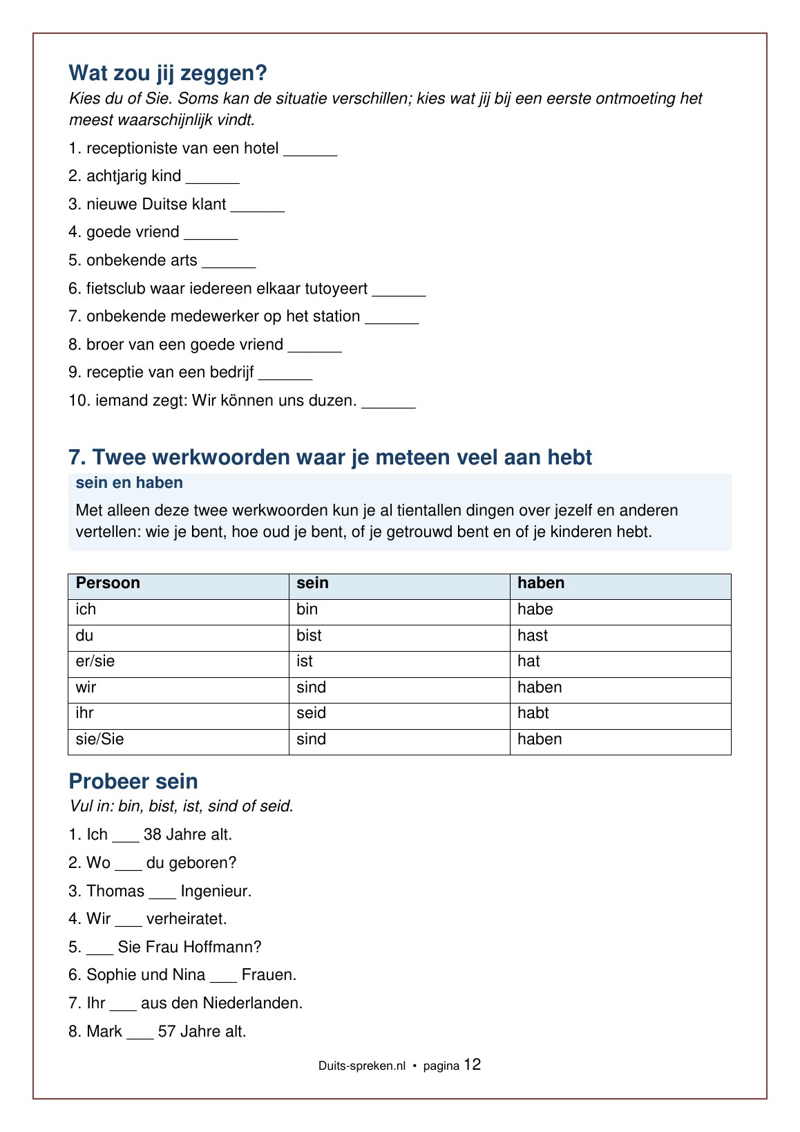 Thema 1 — Sich vorstellen — boekpagina 12