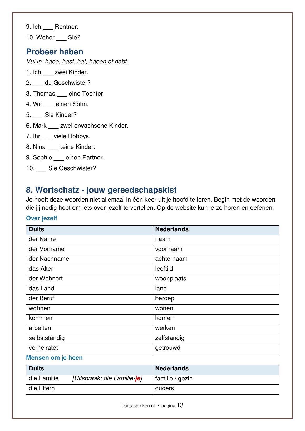 Thema 1 — Sich vorstellen — boekpagina 13
