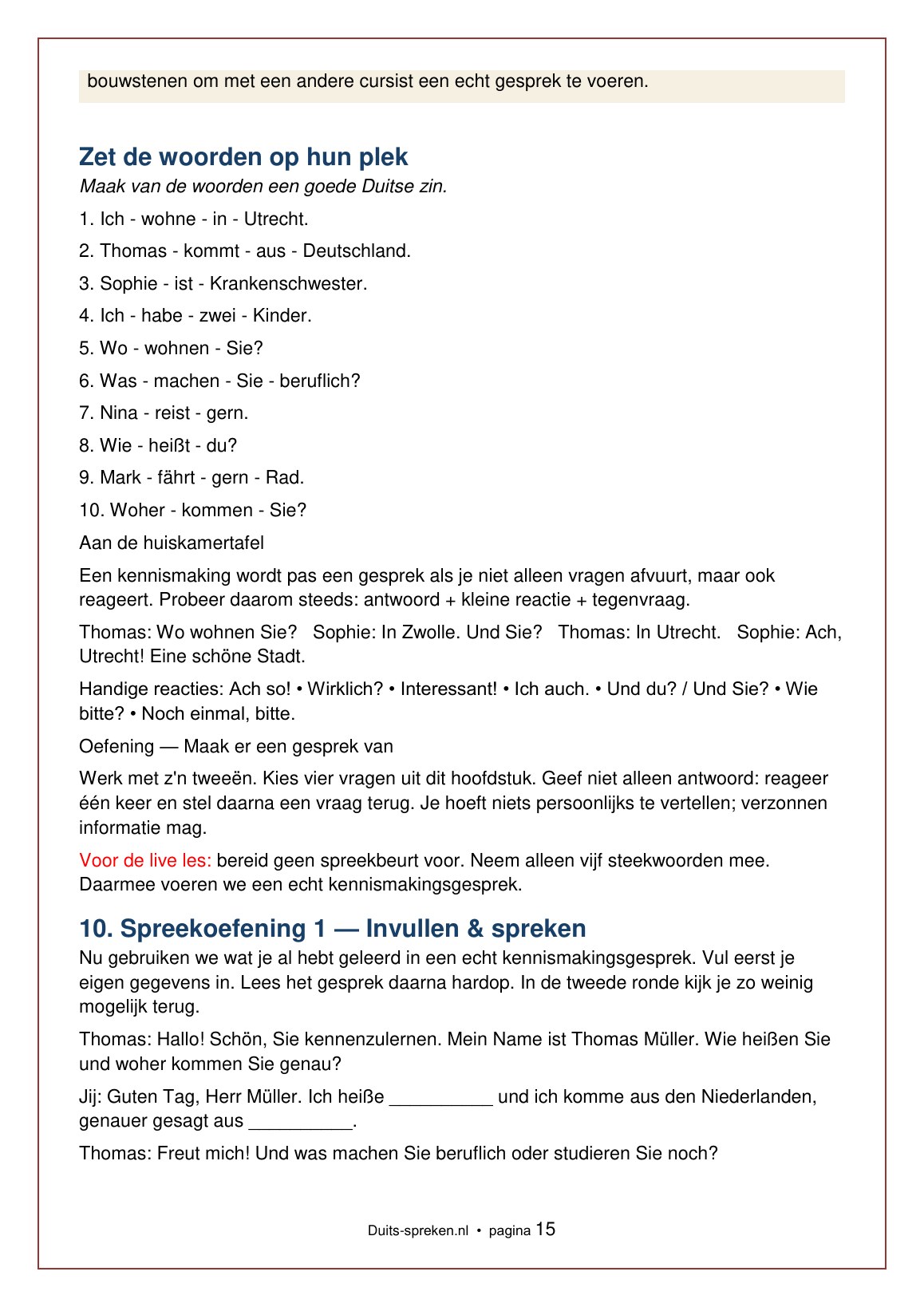 Thema 1 — Sich vorstellen — boekpagina 15