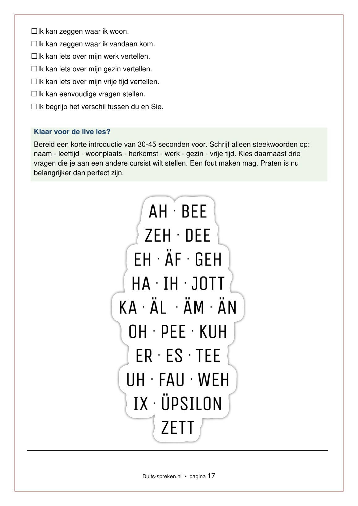 Thema 1 — Sich vorstellen — boekpagina 17