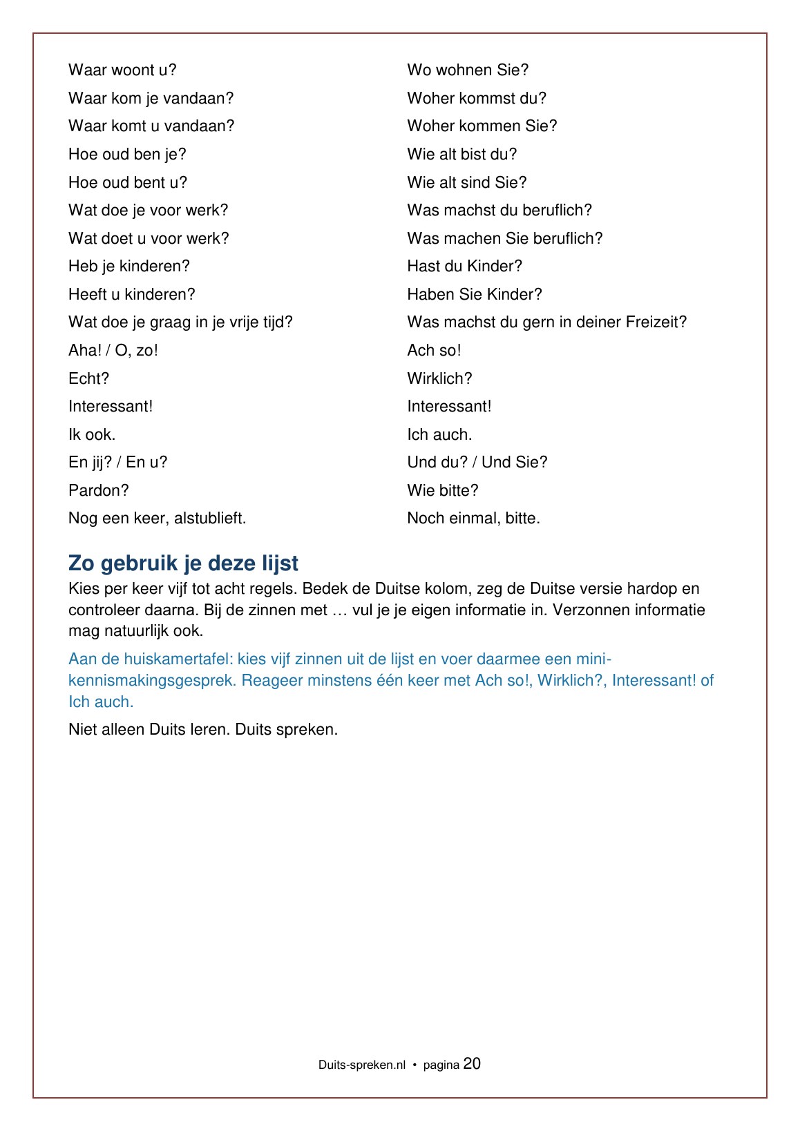 Thema 1 — Sich vorstellen — boekpagina 20