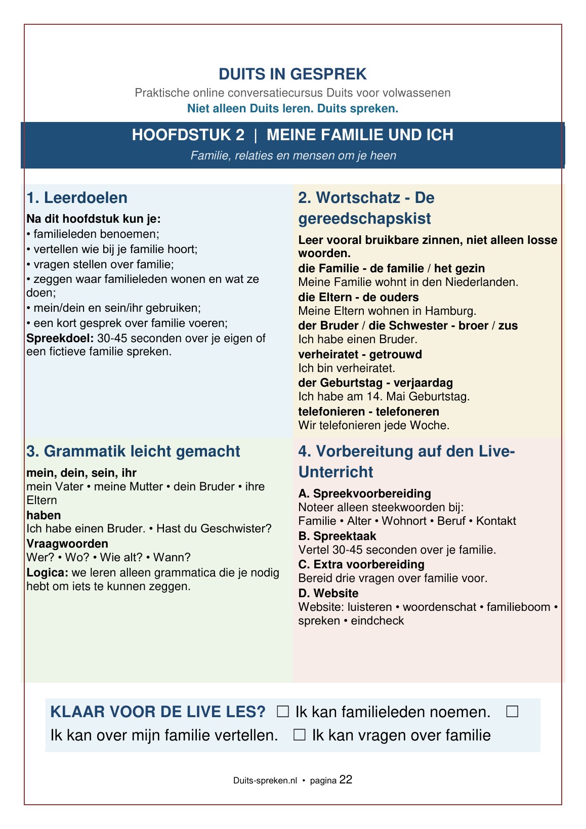 Thema 2 — Meine Familie und ich — boekpagina 22
