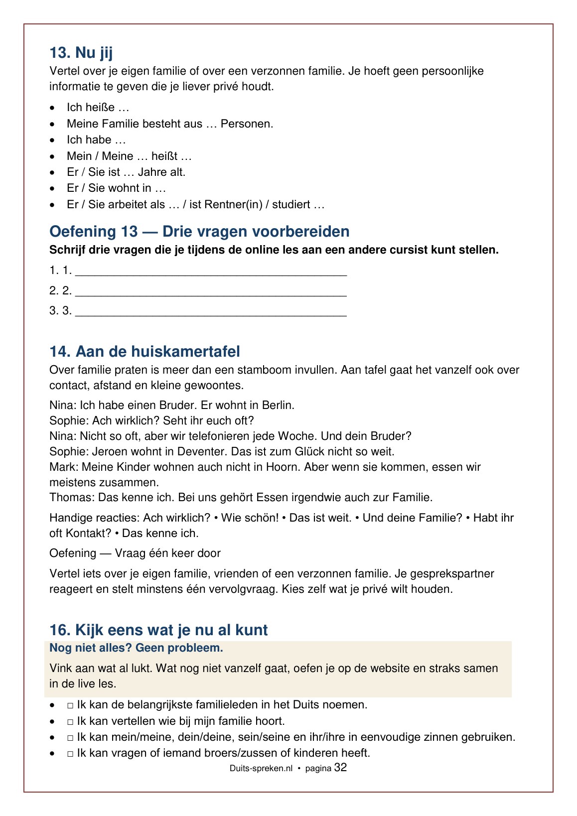 Thema 2 — Meine Familie und ich — boekpagina 32